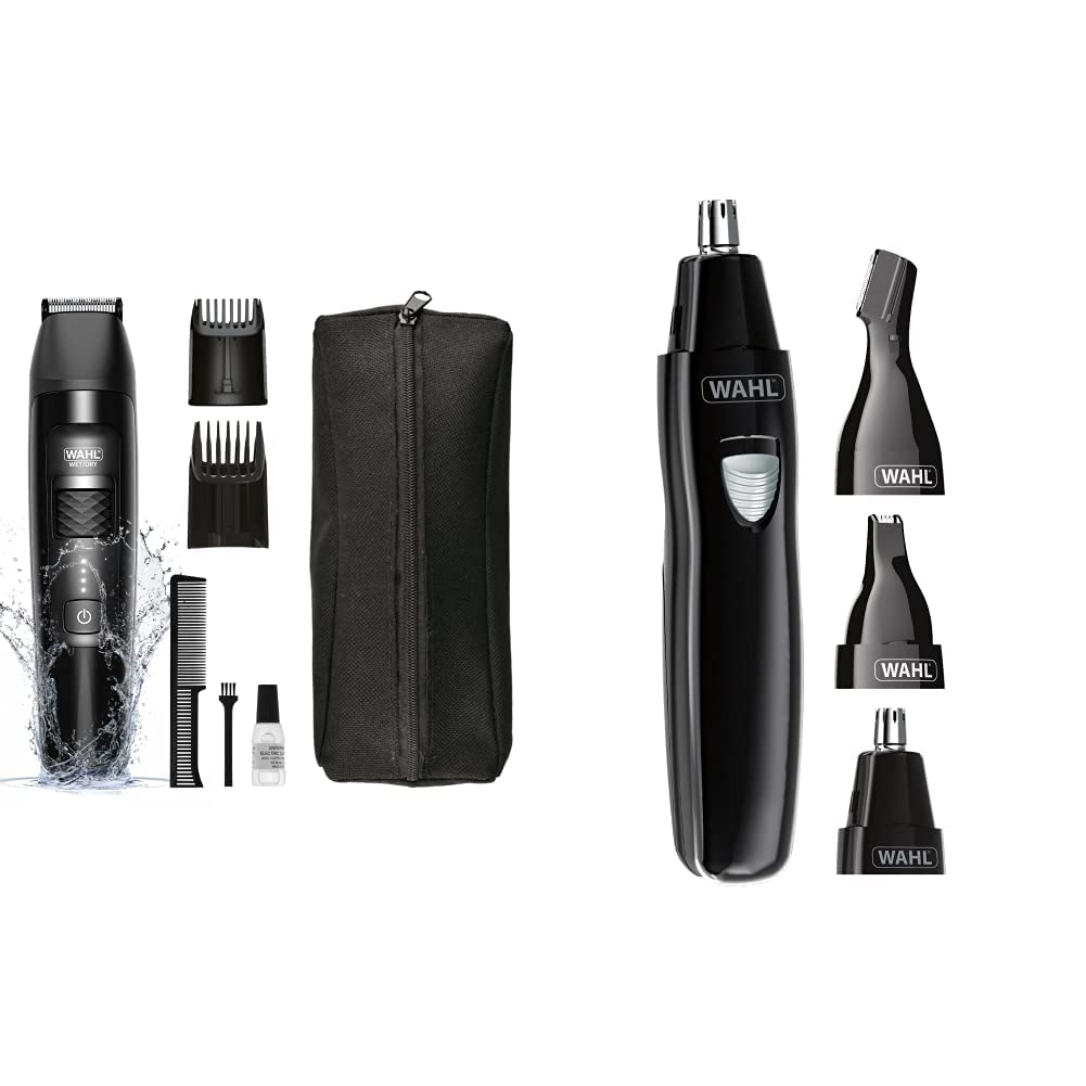WahlBeard Trimmer Men, Precision Glide, Hair Trimmers for Men, Mens Stubble Trimmer, Male Grooming Set & Nose Hair Trimmer, Ear Hair Trimmer, Eyebrow Trimmer