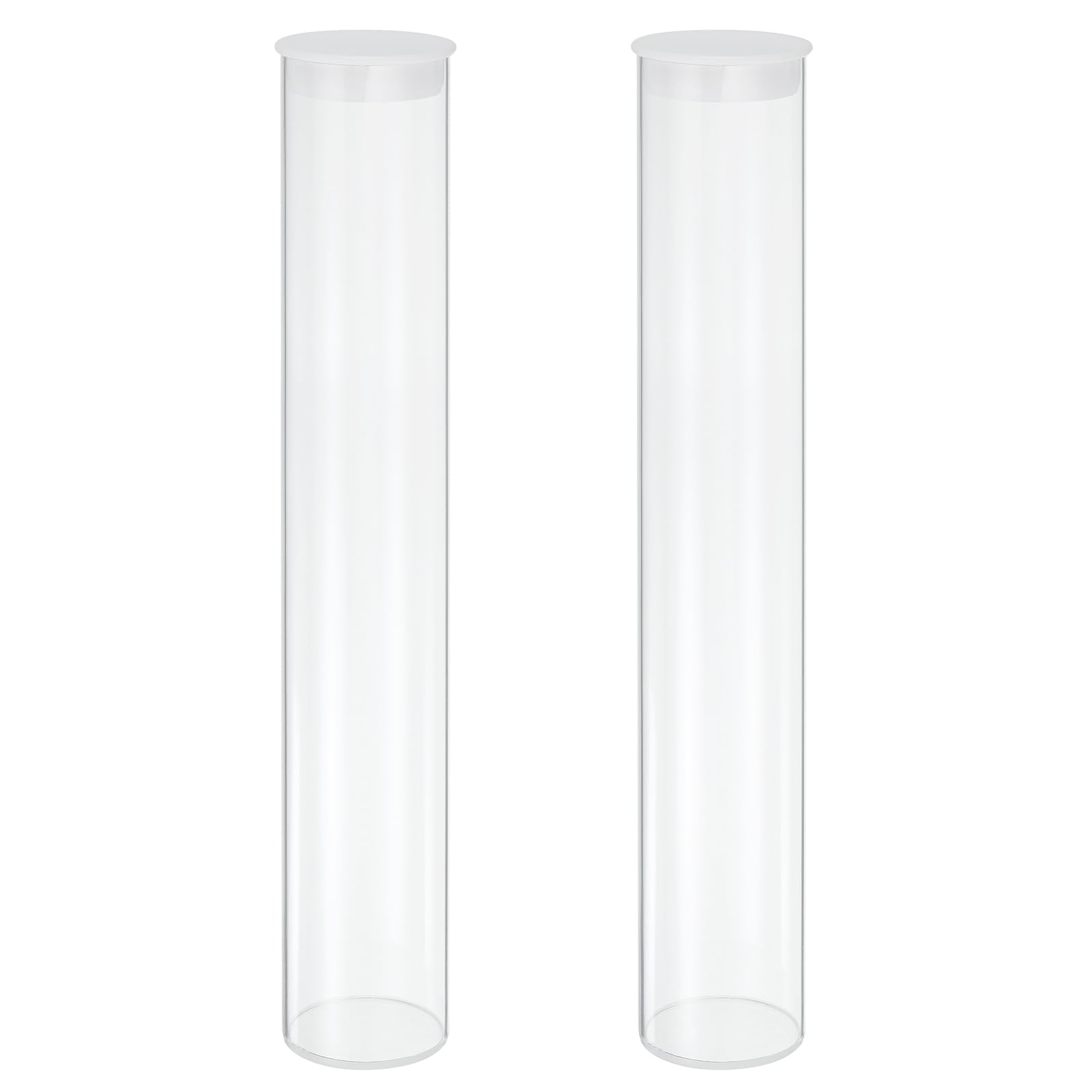 MECCANIXITY Transparent Plastic Storage Tubes, 2" x 12"(50x300mm) Polycarbonate Clear Rigid Round Storage Tubing with Black Lid, 2 Set