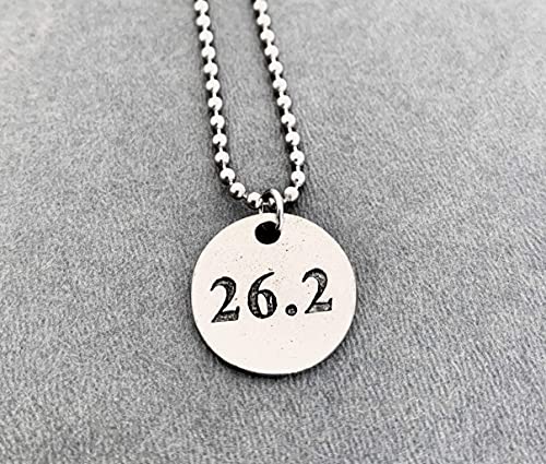 26.2 Marathon Round Pewter Pendant Necklace/Bracelet/Key Chain/Bag Tag - Round Pewter 26.2 Pendant on 24 inch Stainless Steel Ball Chain - Wearable Race Medal2