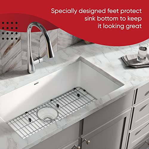 27-1/2\" x 13-1/2\" x 1-1/4\" Sink Protectors for Kitchen Sink - Sink Bottom Grid - Stainless Steel Sink Protector - Sink Grate for Bottom of Kitchen Sink - Kitchen Sink Rack