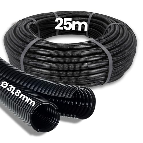 25 metros Kalitec Wellrohr Twin NW 37 | Tubo corrugado doble | Tubo corrugado para energía solar | Tubo de protección contra zorros | Tubo hueco | Protección de cables AD 42,7 mm DI 31,8 mm