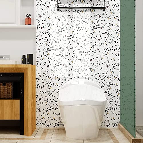 Image of FOKRIM Marble Wallpaper 45x300cm (14 SQFT) Sticker Wallpaper, Peel and Stick, Removable, Self-Adhesive, Waterproof, Decorative Wallpaper for Home, Kitchen, Bedroom, Office (White DOT, 60x200)