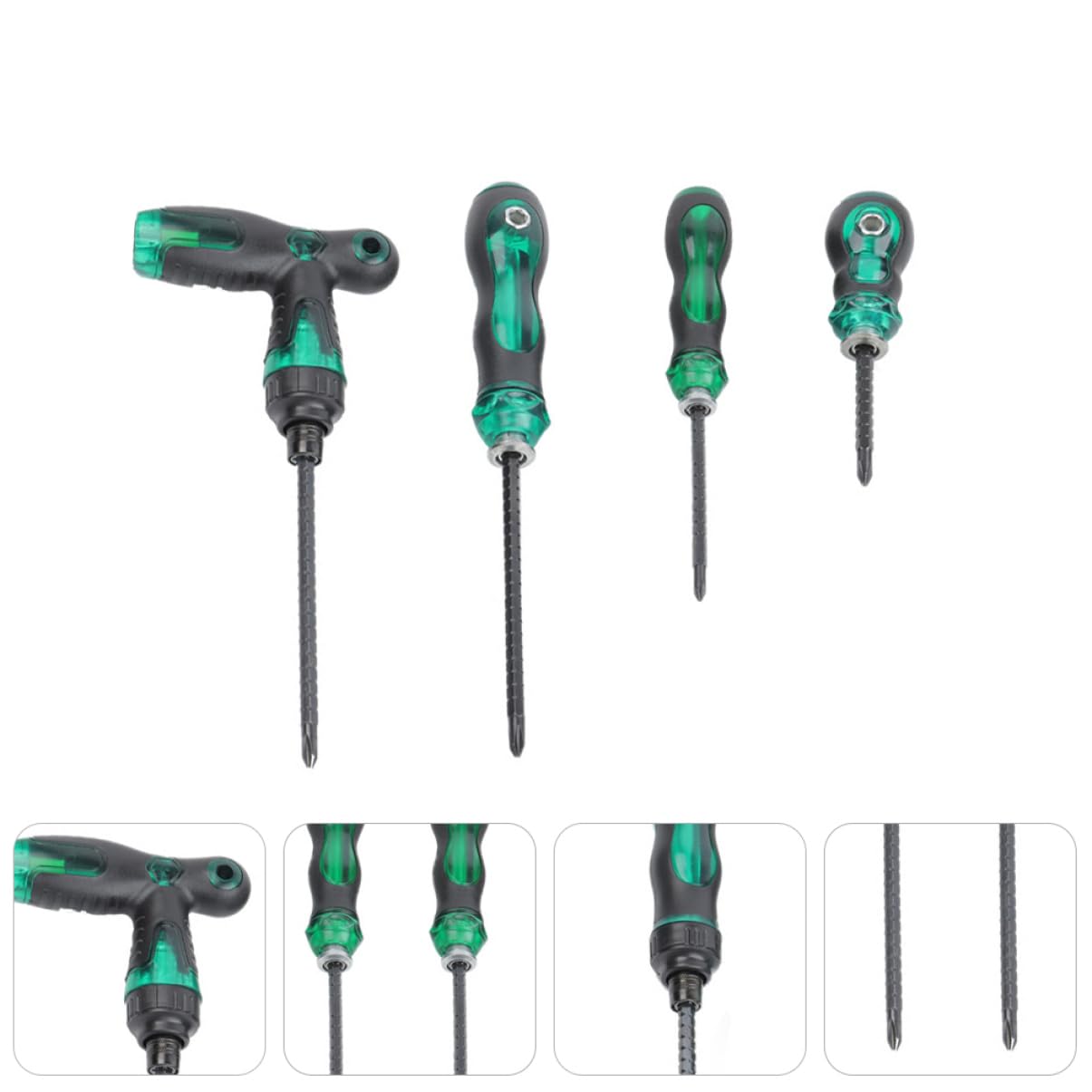 Set Di Cacciaviti A Cricchetto Telescopici in Acciaio Impugnature Ergonomiche Antiscivolo Per Riparazione E Smontaggio Utensili