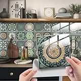 HORIWE Fliesenaufkleber Mosaic Kristallschicht 20x20cm Wandfliese Aufkleber 24 Stück PVC Fliesensticker Fliesen Folie Selbstklebende Tapete Wasserdicht Wandaufkleber für Küche, Schrank, Möbel, Tisch