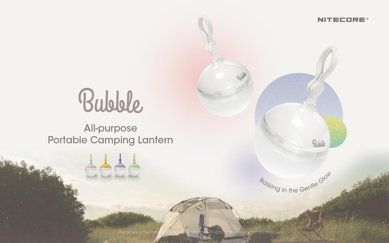Nitecore Bubble 100 Lumen Portable Camping Lantern high CRI LED Tent Light Bulb, 3 x AAA Batteries and EdisonBright Battery Carry case Bundle (Yellow Body)
