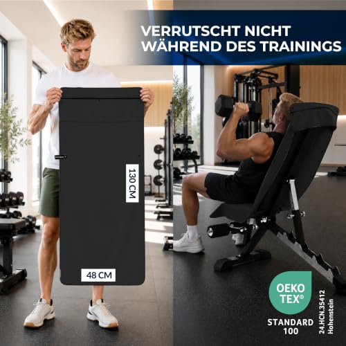 ZENACROSS Sporthandtuch Fitnessstudio aus Mikrofaser, Reißverschluss Tasche und Magnet | Gym Handtuch Kompakt… – Ansicht 2
