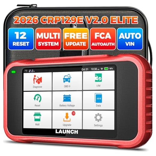 LAUNCH CRP129E V2.0 Elite OBD2 Scanner Diagnostic Tool, 12 Reset Scan Tool, FCA AutoAuth, ABS SRS Transmission Engine Code Reader, Oil/Brake/SAS/DPF/TPMS/BMS Reset, Lifetime Free Update, Auto VIN
