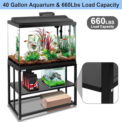 Fish Tank Stand Heavy Duty Metal Aquarium Stand 40 Gallon Tank Stand 660LBS 36.5" L x 18.5“W x29.5”H, Double Layer for Home and Office More Storage Space, Black - Image 5