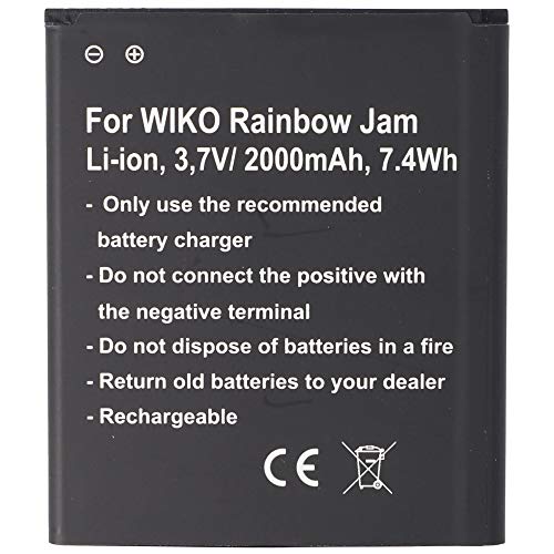 Batterie Compatible pour Wiko Rainbow Jam, Wiko Rainbow Jam 4G, Batterie 5222, 60,2 x 70,0 x 4,7 mm