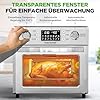 NutriChef Heißluftfritteuse 26L – Multifunktionaler Airfryer Ofen mit Rotisserie & Dampfgarer | 10-in-1 Mini-Backofen mit Dörrfunktion, Zubehör, Edelstahlgehäuse & Antihaftteilen für gesundes Kochen