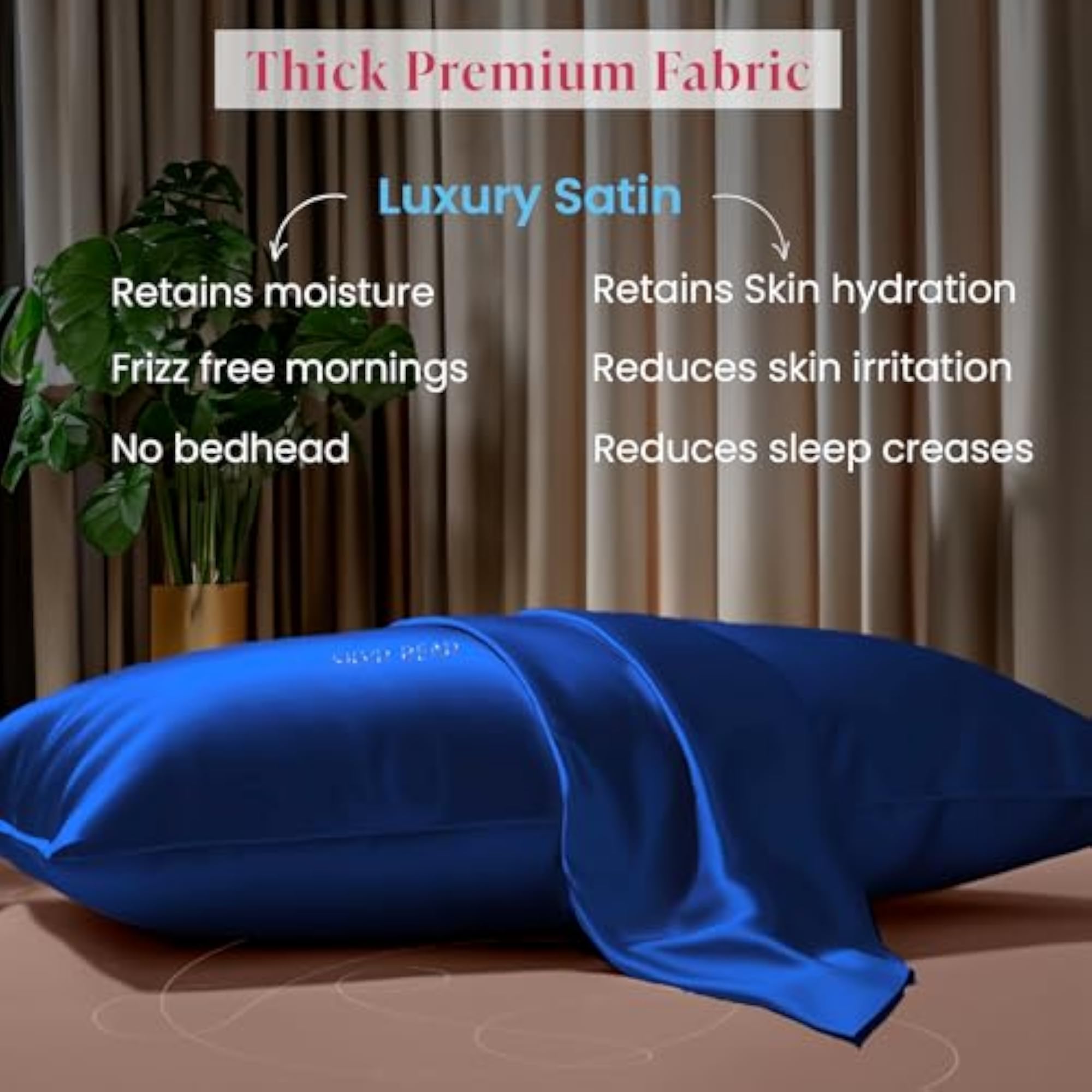 Luxury Solid Satin Pillow Covers + 3 Scrunchies