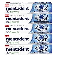 Mentadent 5x Dentifricio con Collutorio Attivo Freschezza Intensa - 5 Flaconi da 75 ml, Pasta, Menta, Prodotto per l'Igiene Orale