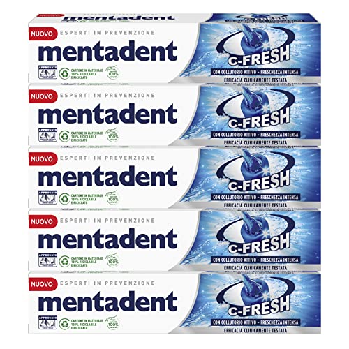 5x Mentadent C-Fresh Zahnpasta mit aktivem Mundwasser Intensive Frische - 5 Flaschen mit je 75 ml