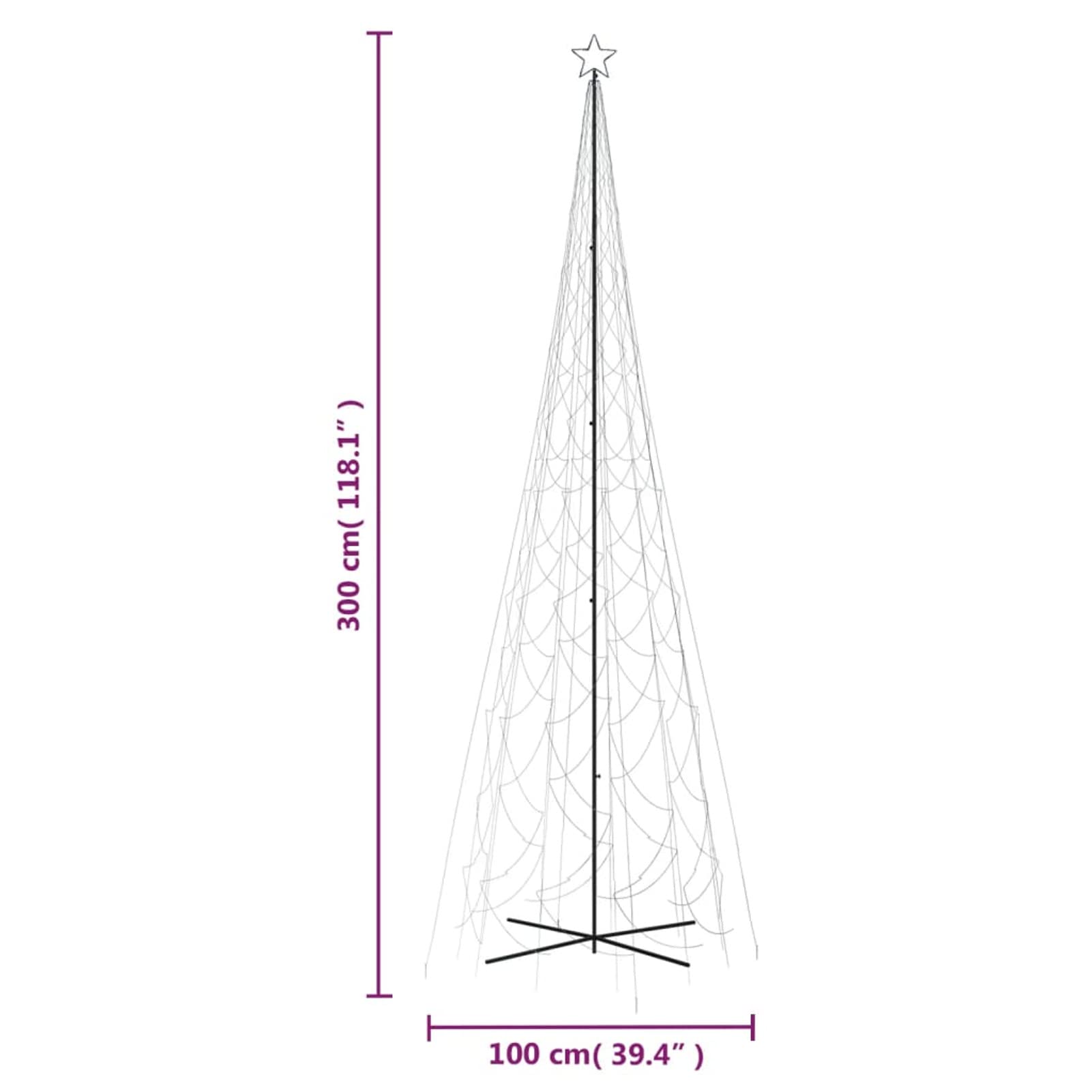 Tidyard LED Weihnachtsbaum, Weihnachtsbaum LED Lichterkette, Christbaumbeleuchtung, LED Weihnachten Lichterkette Außen, Weihnachtsbeleuchtung Lichternetz, Kegelform Kaltweiß 3000 LEDs 230x800 cm