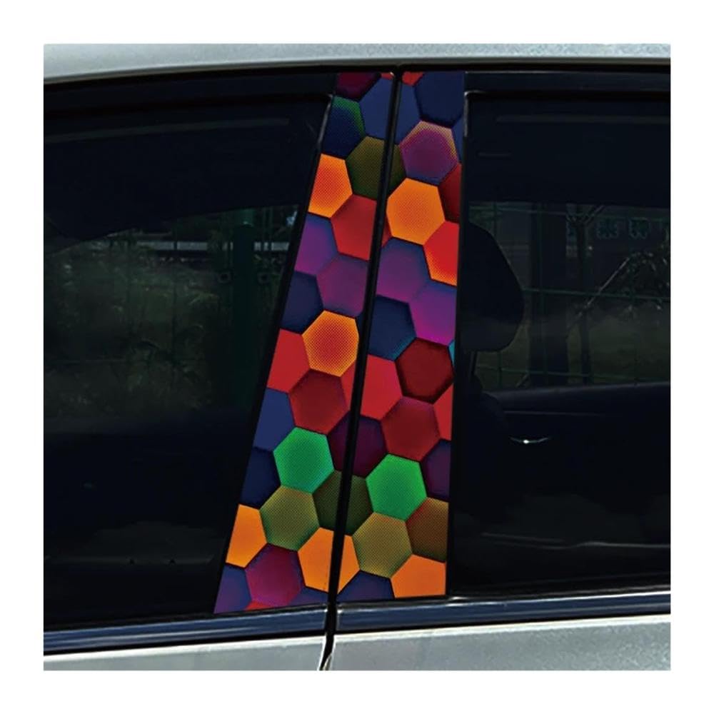 Body Parts 2pcs Auto Door Pillar Decals Red Black Honeycomb 3D Waterproof Car Center Column Stickers(G)