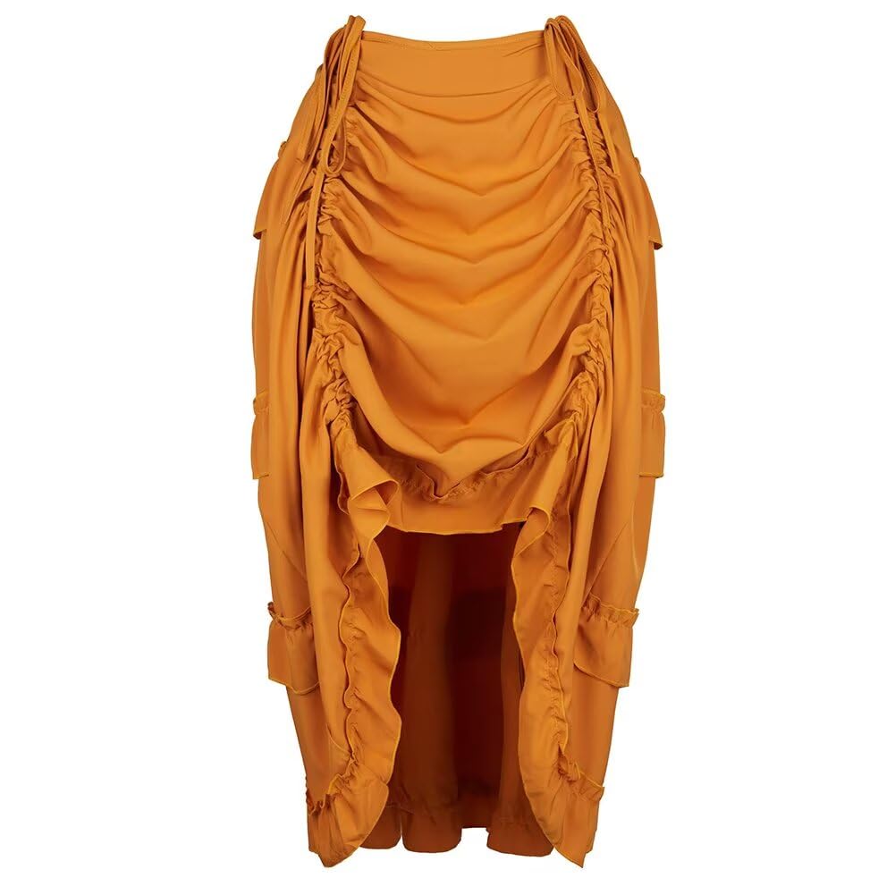 jutrisujo Skirt Women for Corset Victorian Steampunk Adjustable Ruffle Gothic Vintage Skirts Halloween Outfit Medieval Costume Yellow XS โ image 1