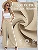 PASUDA Womens Linen Trousers Summer Wide Leg Pants Cotton Linen Casual Pants with Pockets Elasticated High Waist with Drawstring Loose Lounge Pants for Ladies (Khaki, S) #3