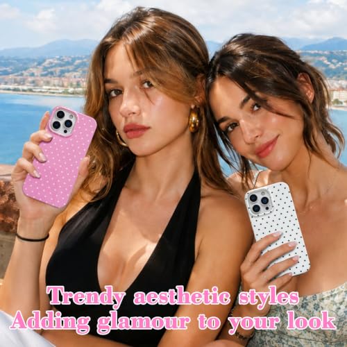Étui iPhone 16 Pro résistant aux rayures motif pois blanc chic - 5