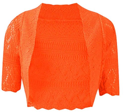 Chaqueta torera de punto con acabados texturizados de ganchillo naranja talla 40-42