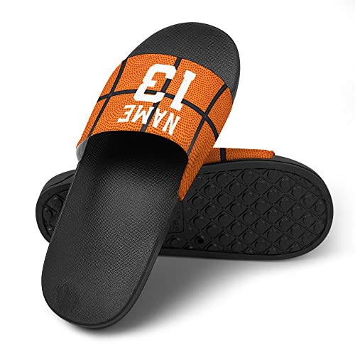 Custom Sports Slides Personalized Slippers Sandals Basketball Ball Leather Background Basketball Quick Drying Slippers Indoor Outdoor，Gift for Men Youth Boy3