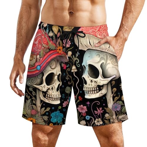 Men's Quick-Dry Swim Trunks with Compression Liner,Comfortable Mushroom Beach Shorts2