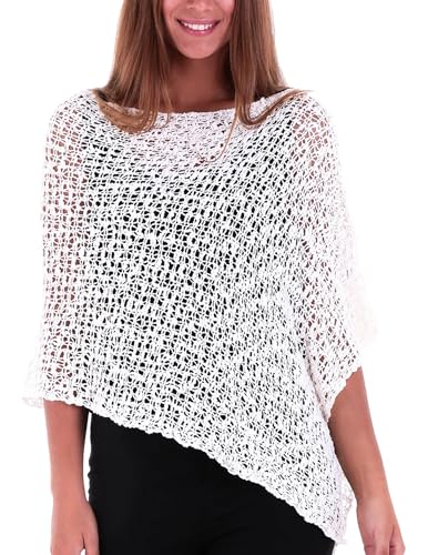 Image of SHU-SHI Summer Ponchos For Women Lightweight Sheer Popcorn Knit Sweater Cape Pullover