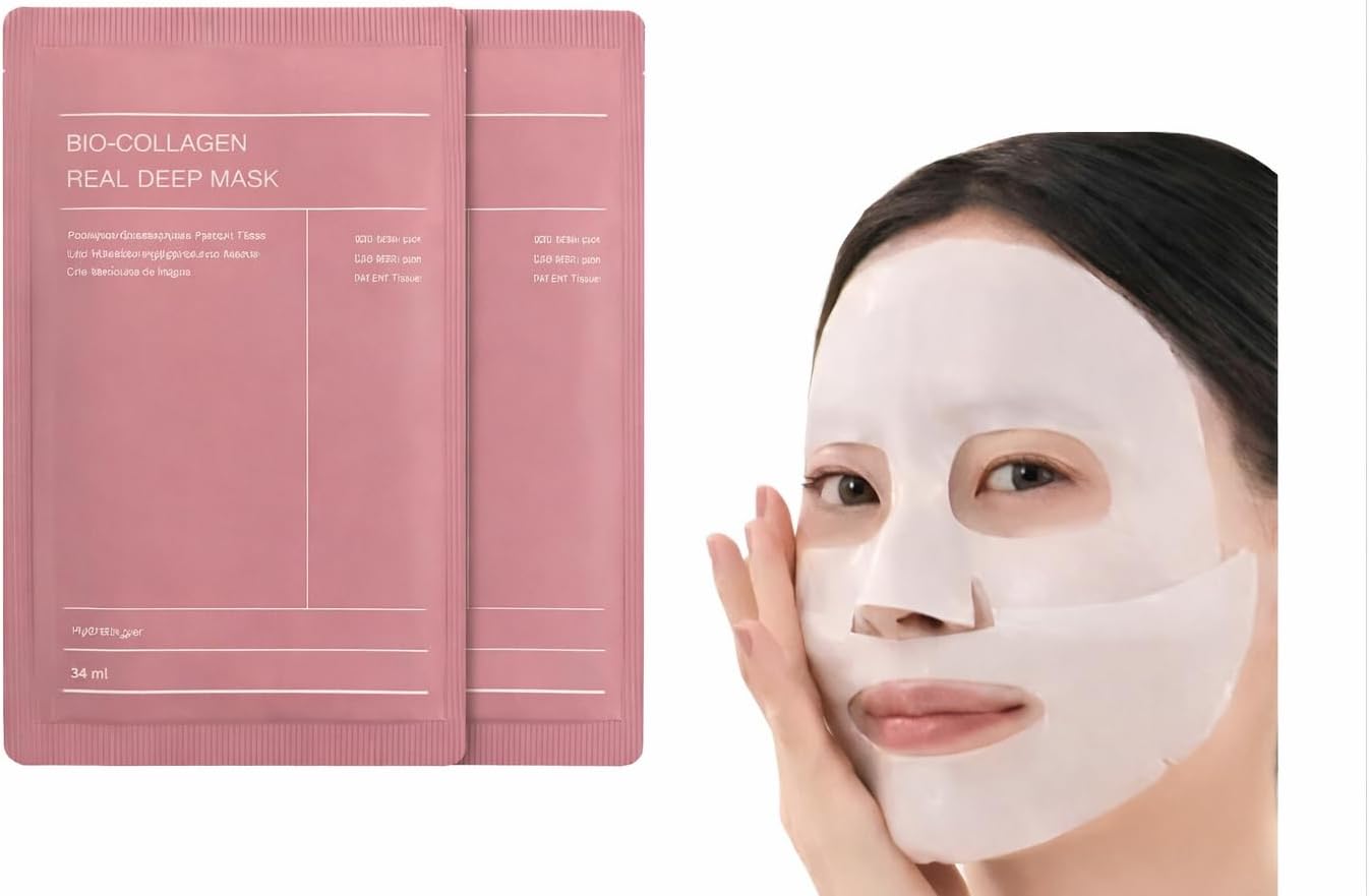 Bio-Collagen Real Deep Mask Sheet 34 ml Sachet, Face Sheet Mask Pack as Shown, Single-Use Facial Mask Format (Pack Of 2)