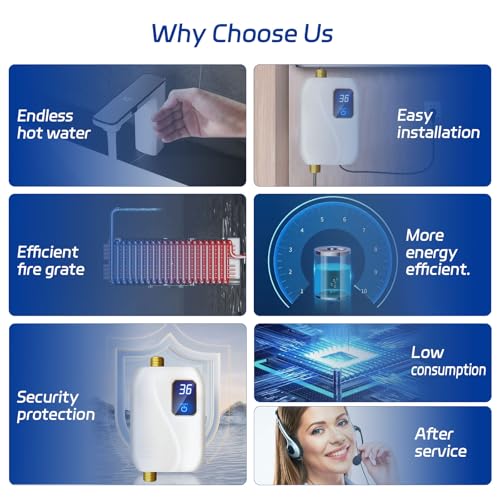 Tankless Water Heater Electric 110V, 3000W Instant Electric Water Heater, Under Sink Water Heater with Digital Display, On Demand Hot Water heater Electric for Kitchen Bathroom Washin - Image 5