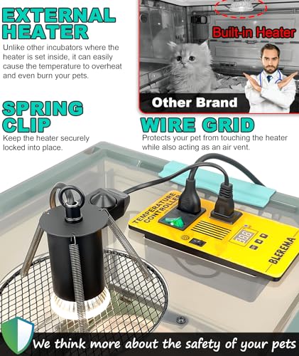 Image of Puppy Incubator with Temperature Control & Ventilation Fan, Dual-Heating Modules (Pad+Lamp) and Oxygen Tube, Incubator for Puppy /Kitten | Brooder for Dogs, Chicks, Birds & Newborn Critters (55L)