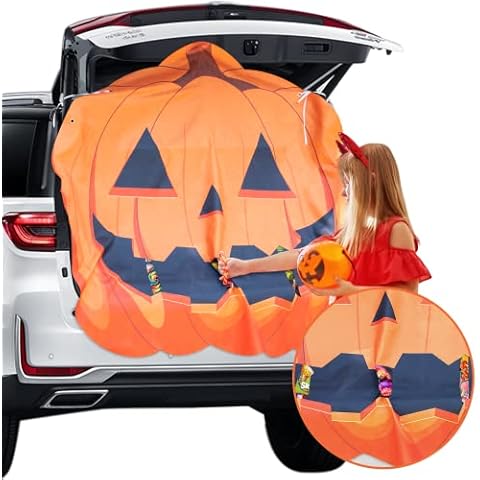 VERSRH Halloween Pumpkin Trunk or Treat Car Banner, Halloween Pumpkin Decorations Car Archway Garage Decor, Car Decoration Exterior Trunk or Treat Party Supplies Funny Party Decor for Outdoor Cover