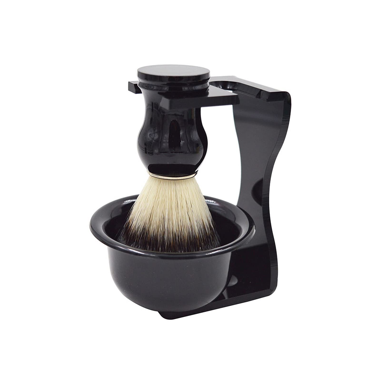 AnSafe Brocha de Afeitar Seda Artificial Barba Tazón de jabón Soporte de Cepillo de Espuma Hecho a Mano Negro Afeitado Cepillo