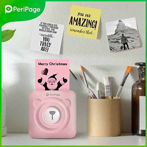 Image of PeriPeri PeriPage A6 (HD 304dpi) Mini Thermal Printer (1Year Warranty) Inkless Bluetooth Pocket Printer for Print Picture List Memo Barcode Receipt Labels (Pink)