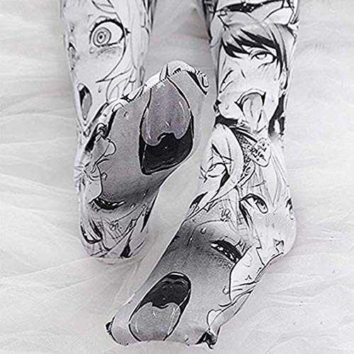 Quker Bean Lolita Japanese Manga Anime Ahego Face Micro Bikini Bra and Thong Set Thigh High Stockings Outfits (Gray) - Image 5
