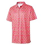 P POLAFLON Mens Golf Polos for Men Quick Dry Polo Shirts for Men Moisture Wicking 4 Way Stretch Prin