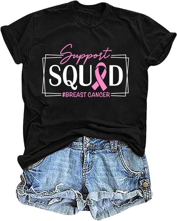Breast Cancer Shirts for Women Pink Ribbon Breast Cancer Awareness T-Shirt Cancer Care Gifts Cancer Survivor Tee Tops