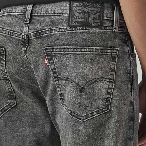 Image of Levi's Men's 505 Black Straight Fit Mid-Rise Jeans