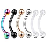 6pcs 16g banana barbell curved Surgical Steel Helix Daith Bridge Stud Rook Lip Ring Tragus Cartilage Eyebrow ACYP 8mm