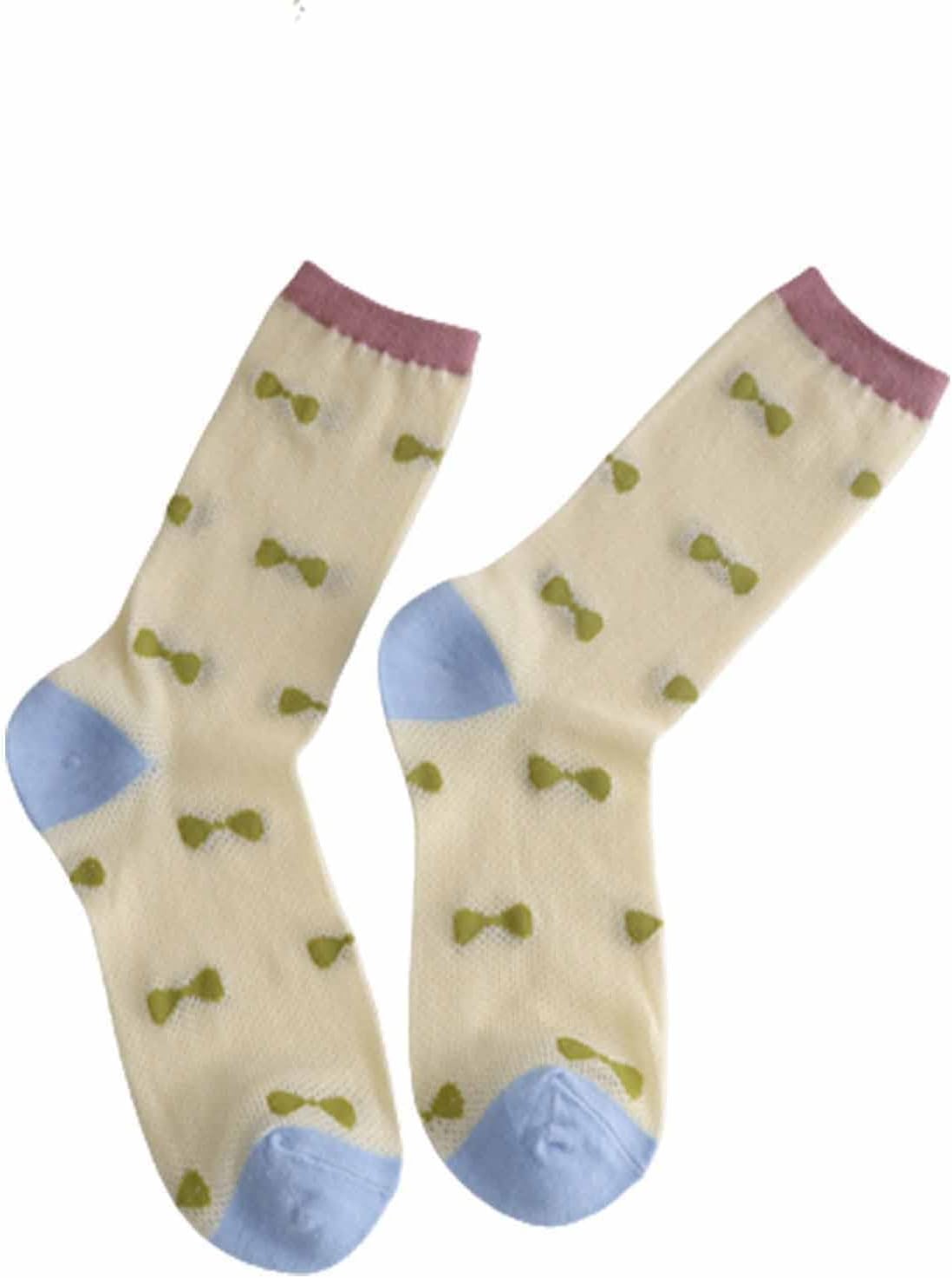 AKTUGKNMWomen's Medium Tube Thin Breathable Candy Color Contrast Stack In Summer Soft Womens Socks