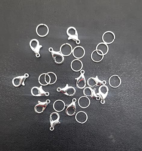 Image of eshoppee Pack of 12 pcs Silver Color Necklace end Locking, Lobster Clasp, Hook, Lock, for Jewellery Making, Art and Craft Making DIY kit
