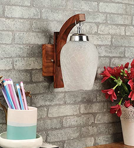 Image of SINOMAN Wall Light for Living Room Modern /Wall Lamps for Bedroom /for Living Room /Wall Lights for Home Decoration /Bedside Wall lamp (Swing Arm Wooden, with Bulb)