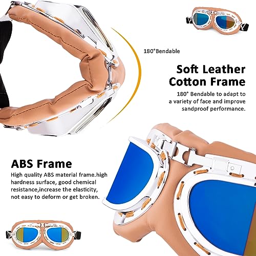 Image of Peicees Vintage Helmet Goggles Motorcycle Goggles Bike Motorcross Pilot Goggle