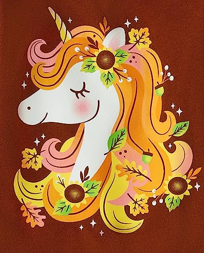 Image of The Children's Place Baby-Girls and Toddler All Holidays Long Sleeve Graphic T-Shirts Autumn Harvest Unicorn 3T