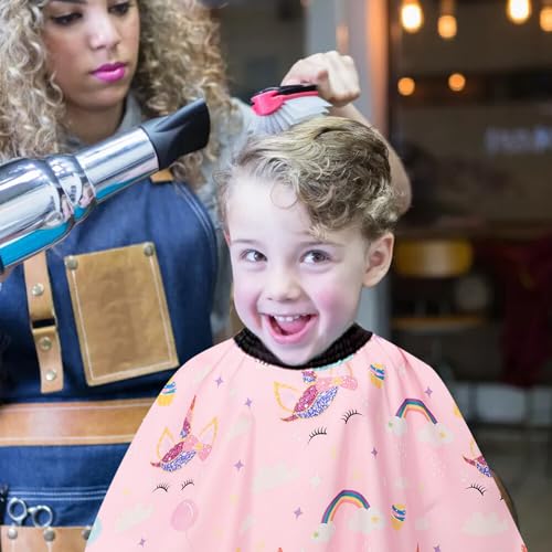 Zasjon Friseurumhang Kinder Haarschneideumhang mit Verstellbaren Schnappverschluss,Haarschnitt Umhang Friseur Zubehör Cartoon Friseurumhang für Kinder Haarschneidezubehör Barber Cape für Mädchen Junge