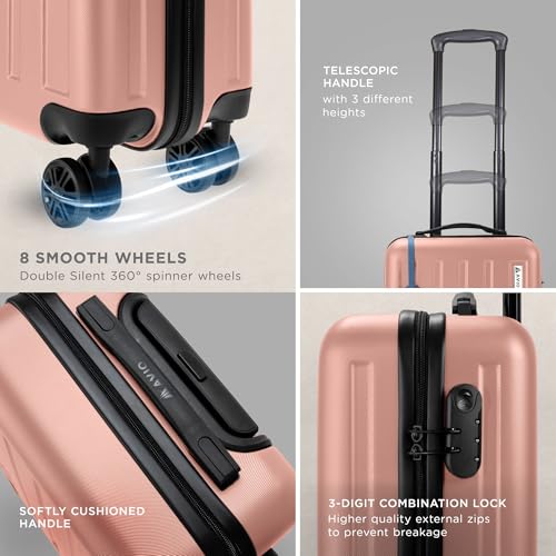 AVIO Jett 45cm Cabin Suitcase – Lightweight Hard Shell Carry On Luggage with 4 Spinner Wheels, Telescopic Handle & 3-Digit Lock – Airline Approved Cabin Bag - Image 6