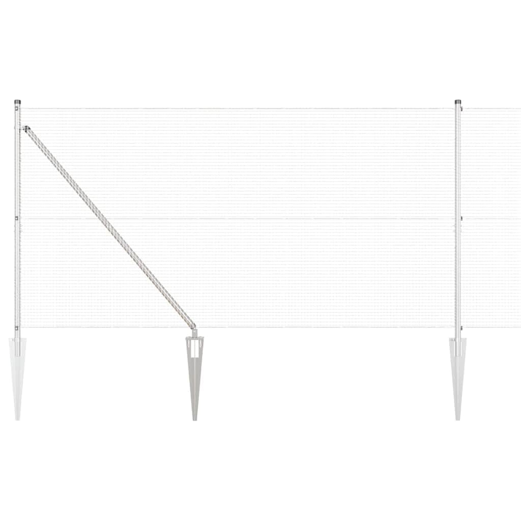 Outdoor Steel Fence Post Silver 25 x 1.2 m 16 x 16 mm Mesh Garden Fencing Set Weather Resistant Powder Coated Modular Posts for Garden Terrace Patio Boundary Security 26 Spikes Included