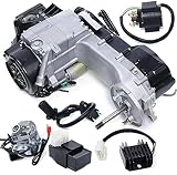 150CC Engine Motor, 4-Stroke GY6 Single Cylinder Motor Air Cooled Complete Engine Kit Long Case with CVT Auto Clutch Engine for Scooter ATV Go Kart