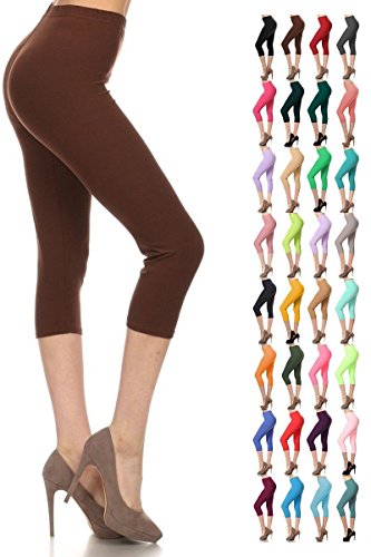 Legging court pour femme marron taille 36 avec coupe confortable longueur 3/4