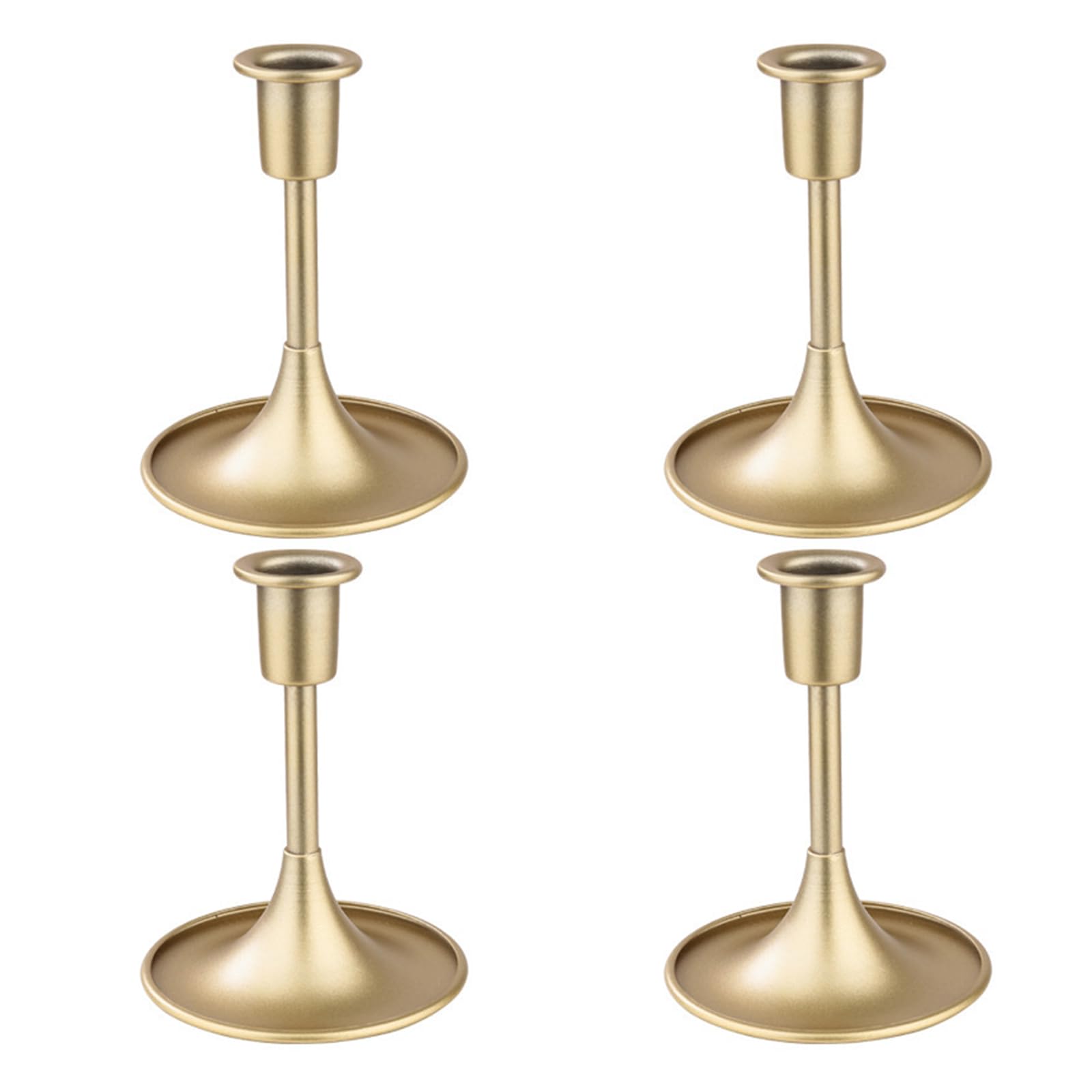 Of 4 Classical Golden Decorative Candlestick Stands Set with Intricate Carving for Dining Table Centerpieces Stands Set
