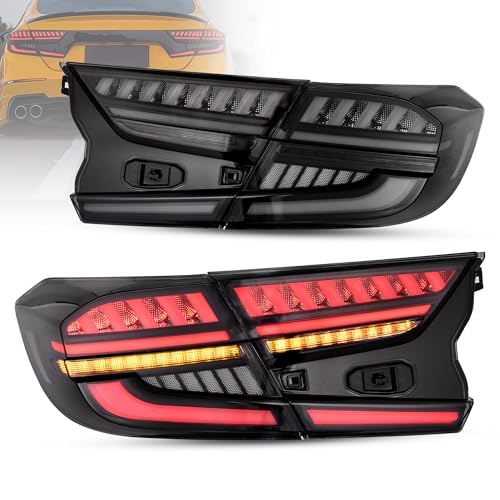 VLAND LED Tail Lights For Honda Accord 2018-2022 10th Gen Rear Lamps with Dynamic Animation Sequential Turn Signal Smoked Lens