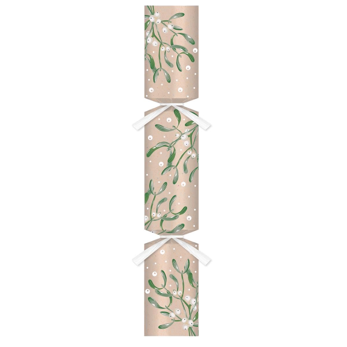 Pack of 50 Neutral Mistletoe Trivia Game Christmas Crackers - Eco-Conscious 12" Xmas Party Wedding Venue Event New Years Eve Catering Bulk Box - Contains Paper Hats Jokes Festive Celebration